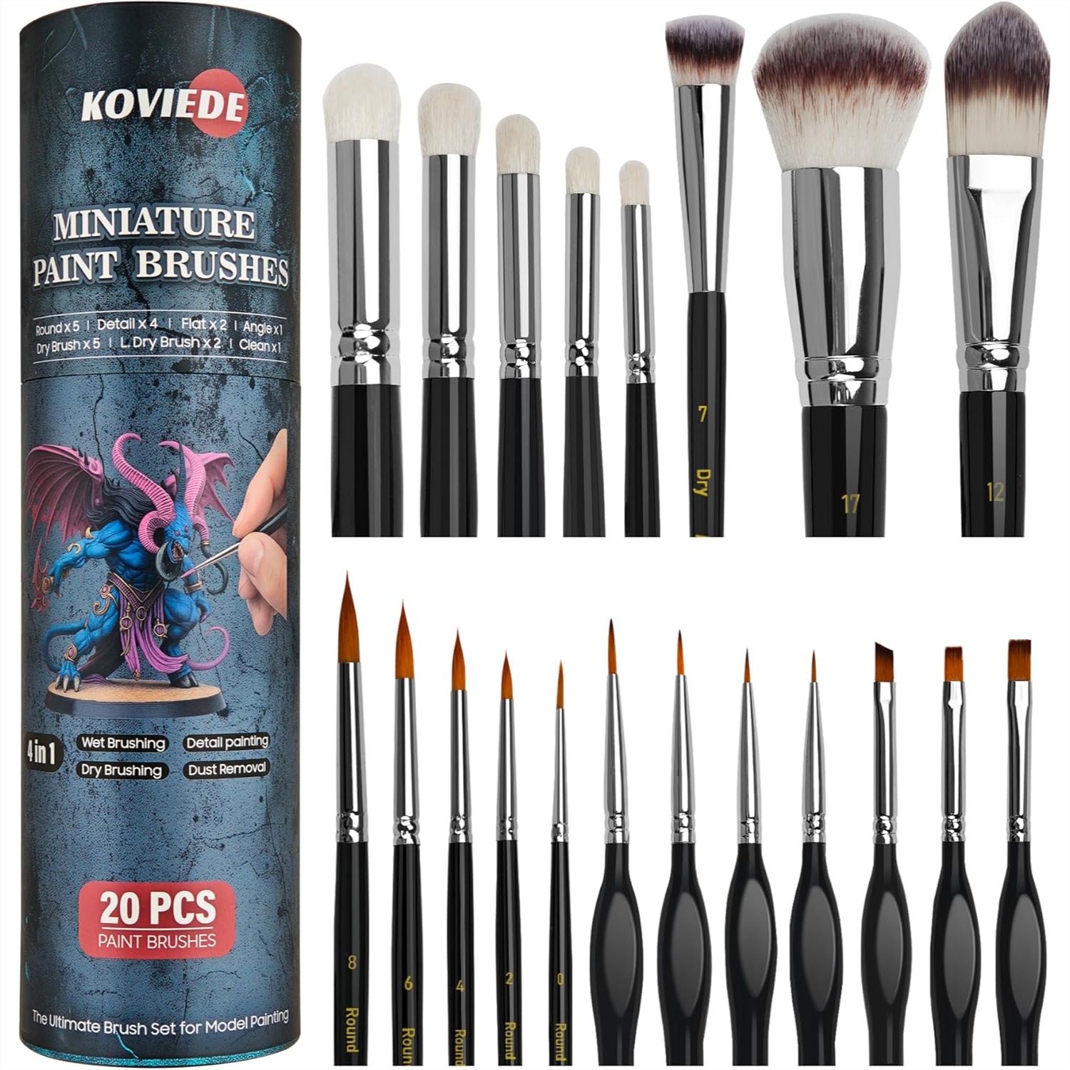 20Pcs Miniature Paint Brushes  - Detailing Brush Set recensie en prijs